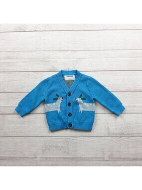 Old Navy Baby Dog Cardigan Sweater Blue Buttons Cotton Knit Design 3-6 Months